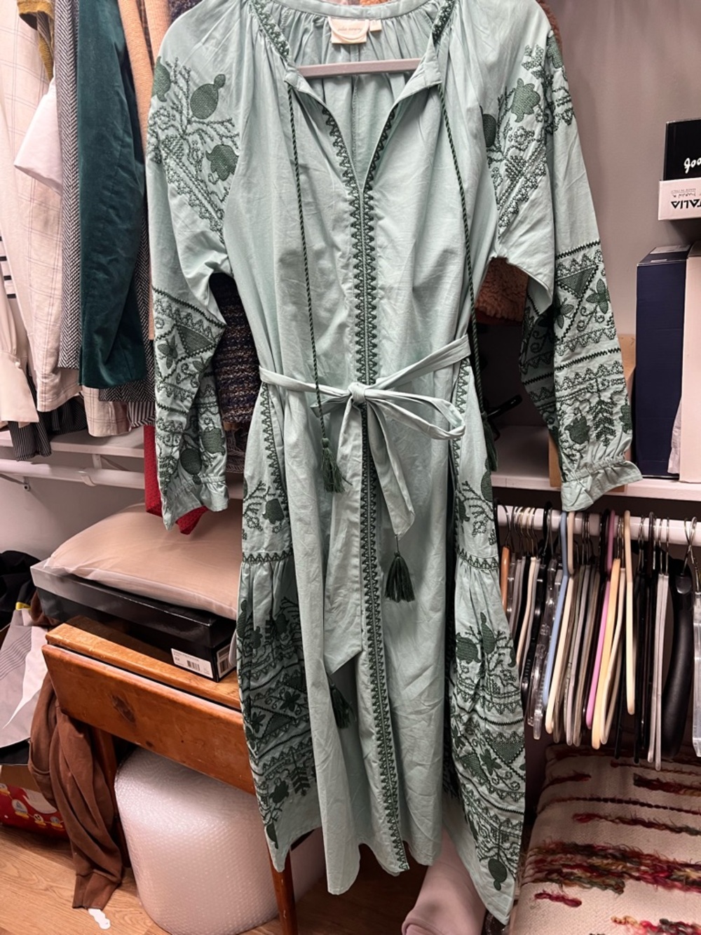 Julia Amory Dunmore Light Green Floral embroidered Women's Dress